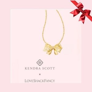 Kendra Scott × LoveShackFancy Gold Bow Necklace Crystal New Discontinued Rare